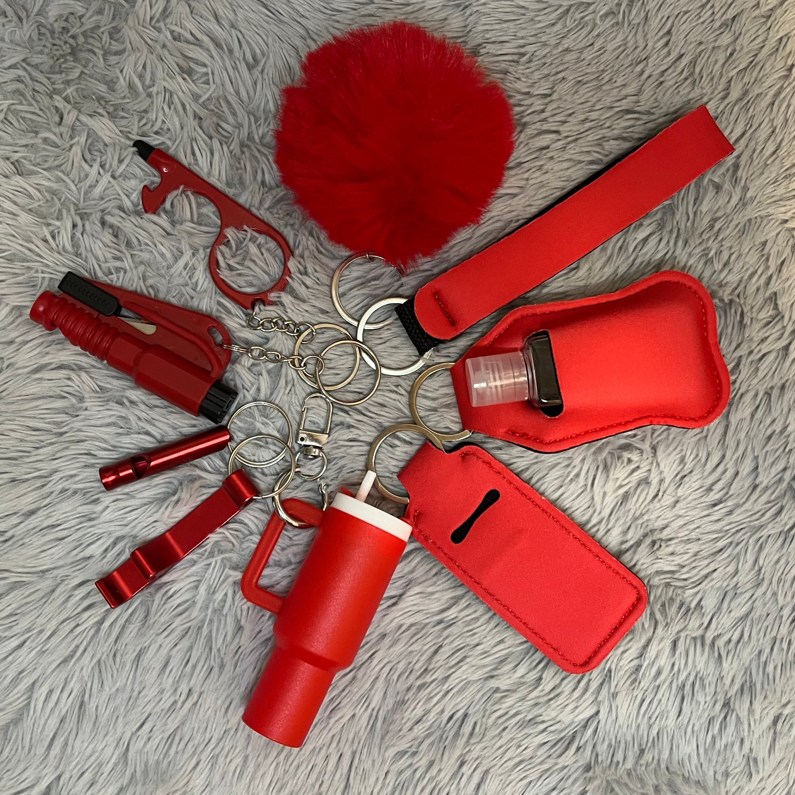 10pcs Mini Tumbler Safety Keychain Set