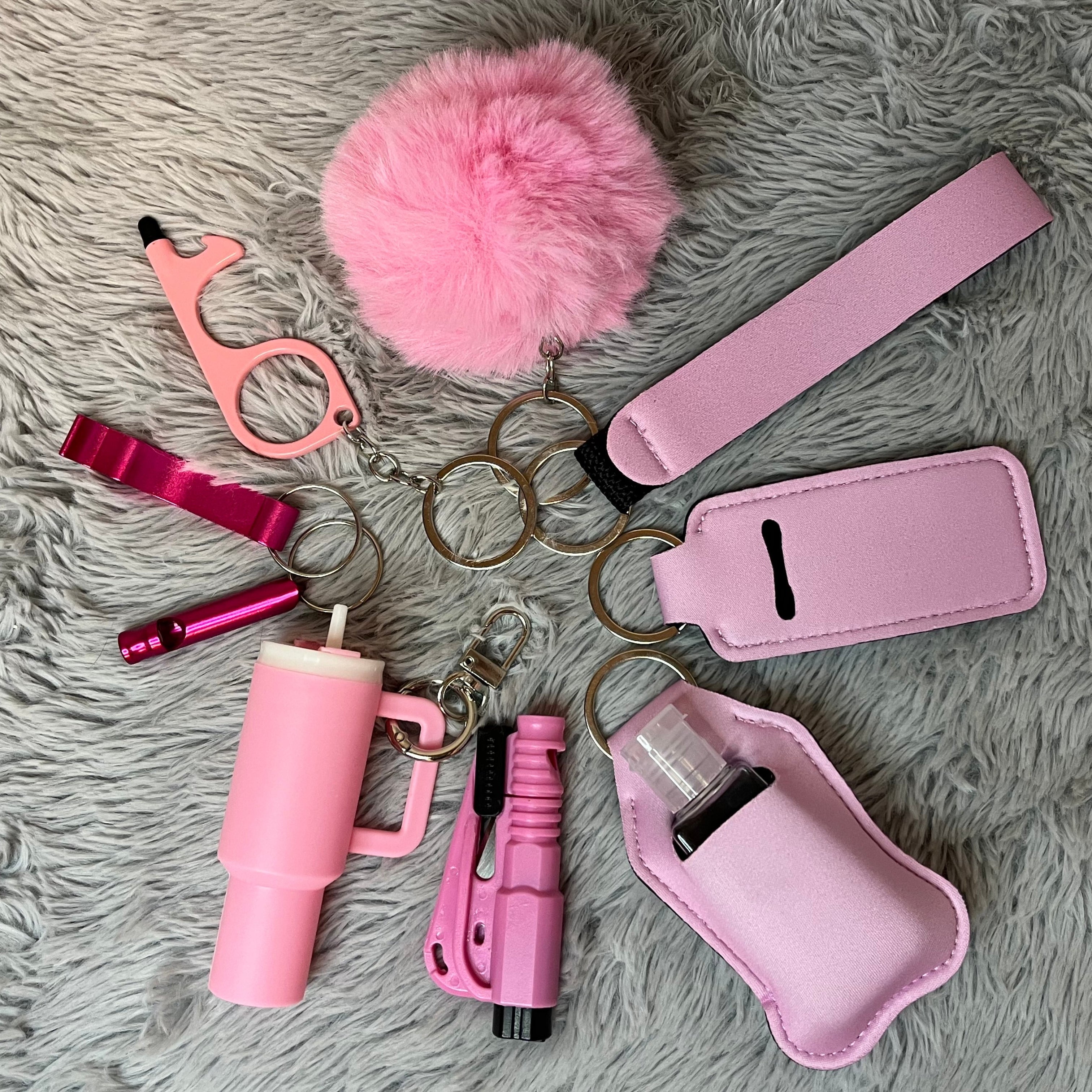 10pcs Mini Tumbler Safety Keychain Set