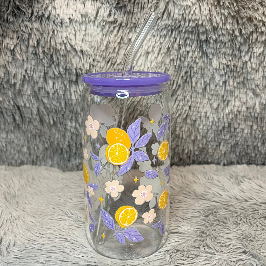 Purple Lemon Glass Tumbler