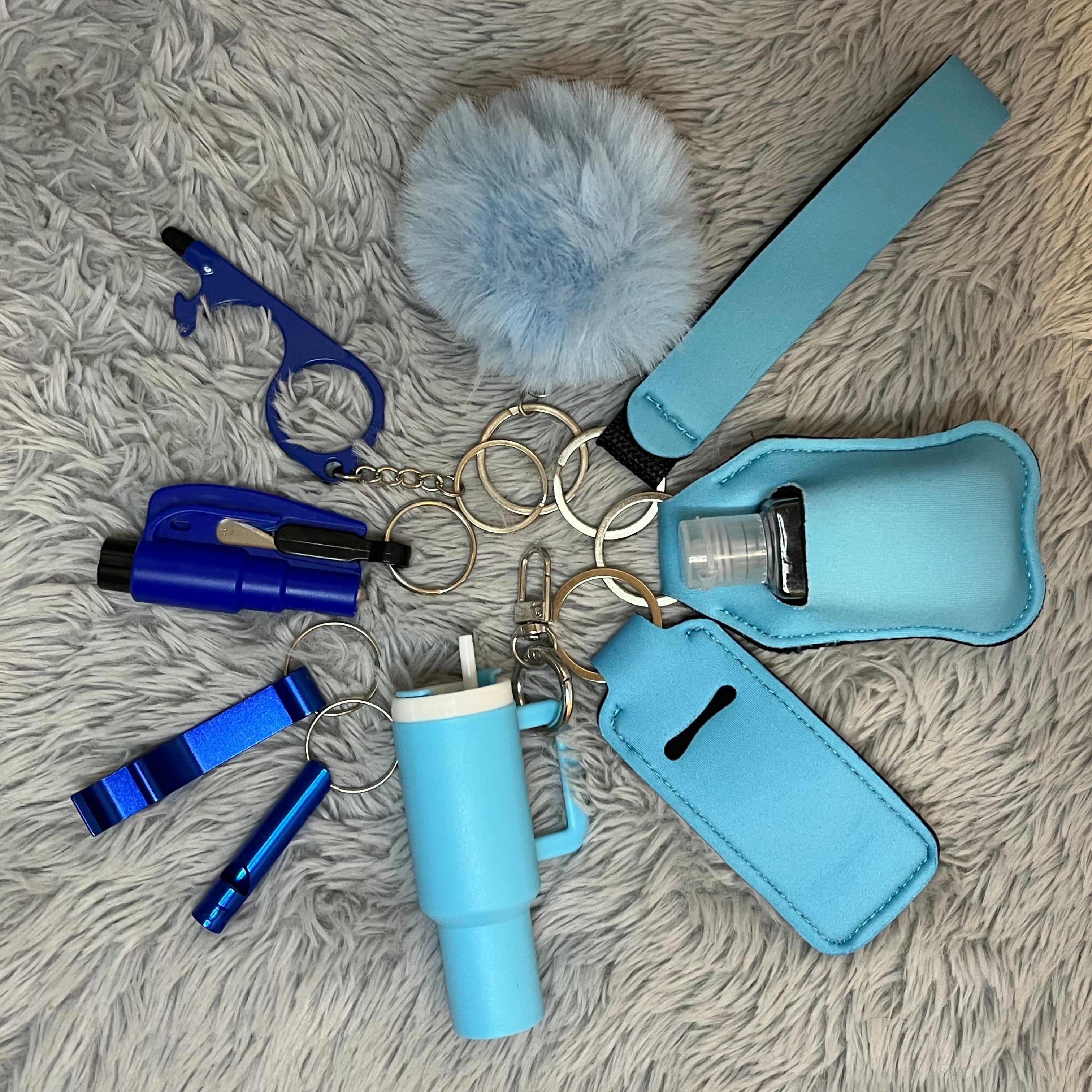 10pcs Mini Tumbler Safety Keychain Set