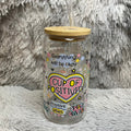 Cup of Positivity Glass Tumbler with Bamboo Lid & Straw | Aesthetic Self-Care Drinkware