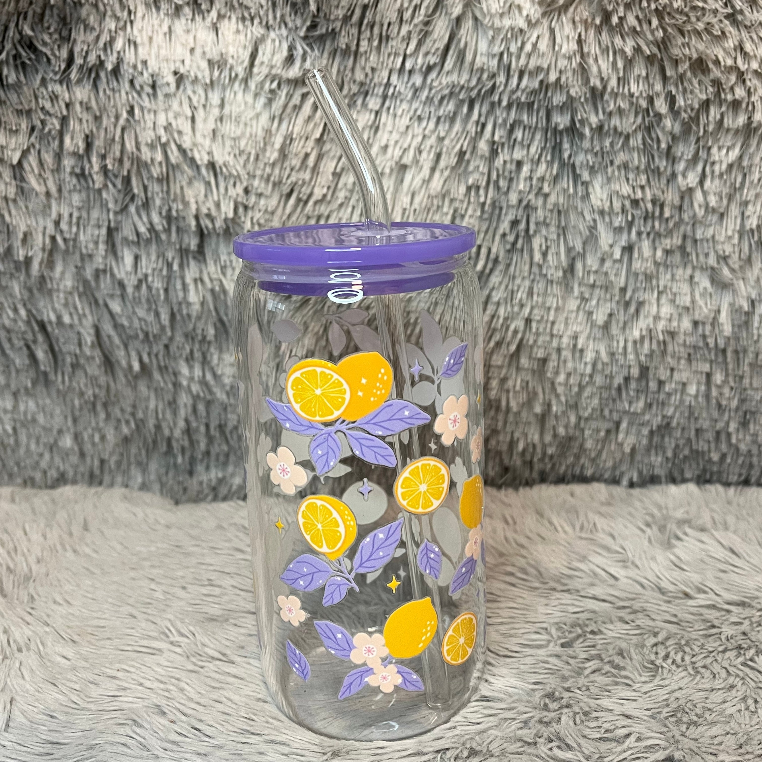 Purple Lemon Glass Tumbler