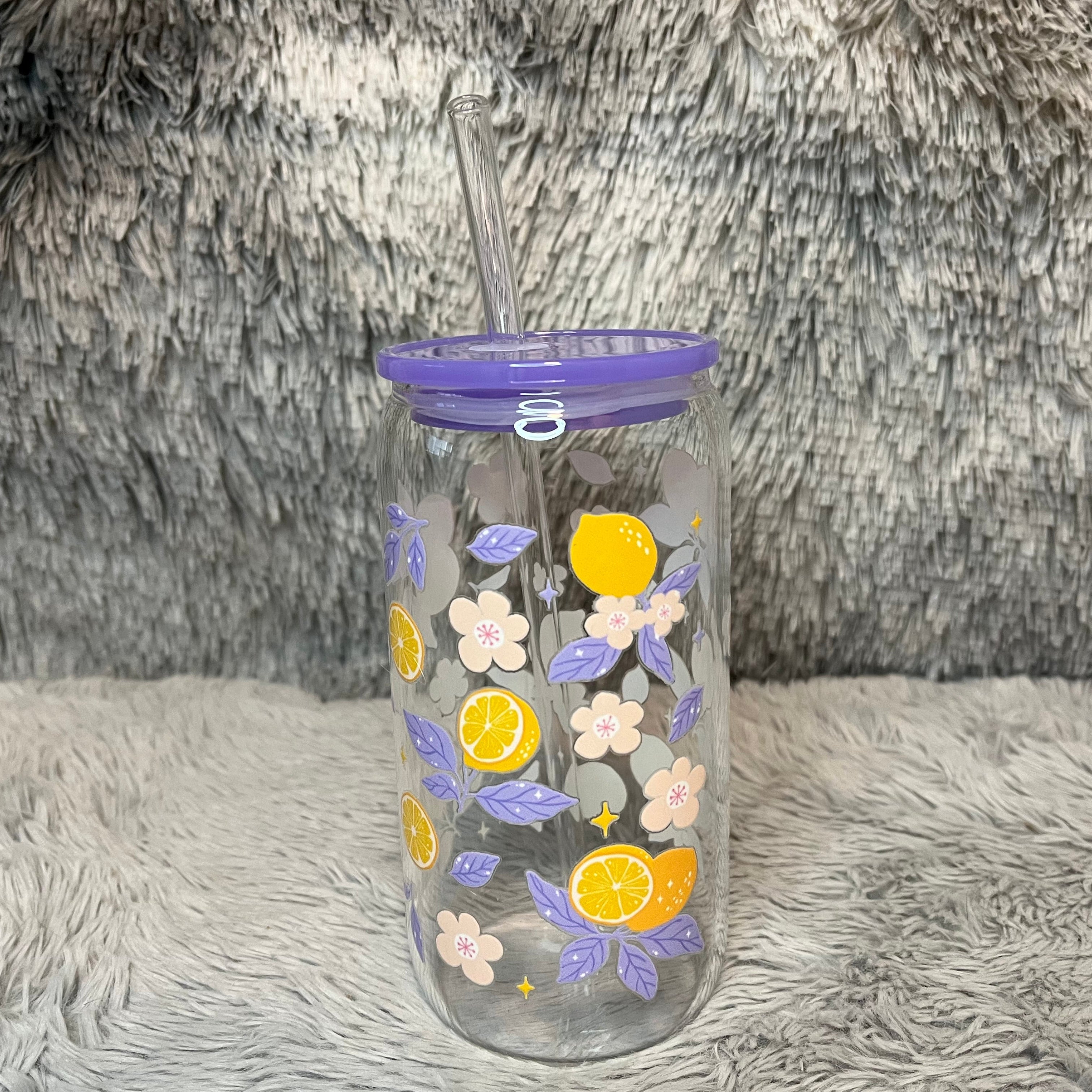 Purple Lemon Glass Tumbler