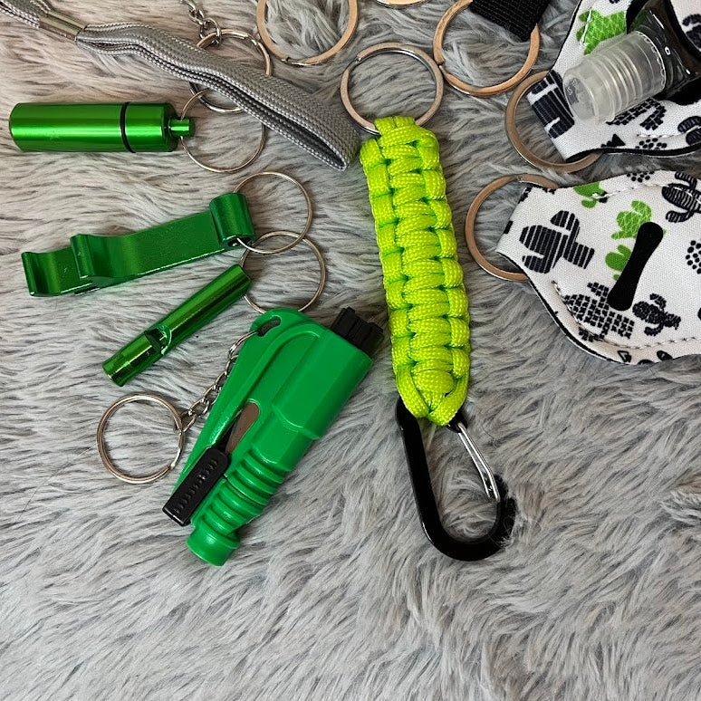 12-Piece Cactus Print Safety Keychain Set