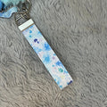 Floral Print Handmade Faux Leather Wristlet Safety Keychain Set