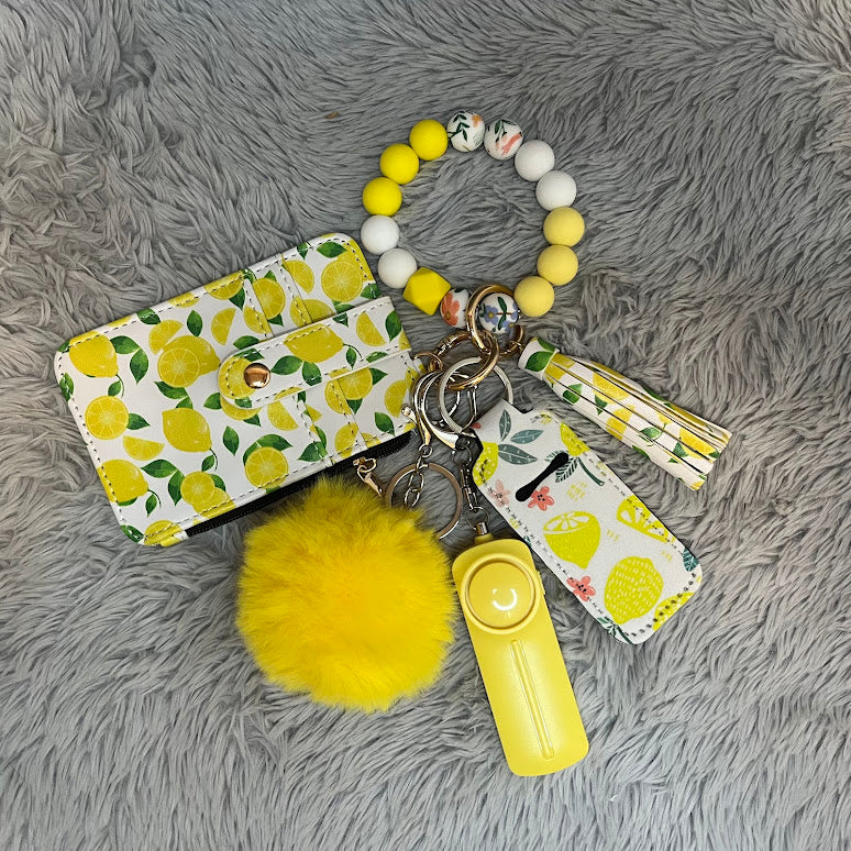 5pcs Pineapple Wallet Safety Keychain Accessory Set