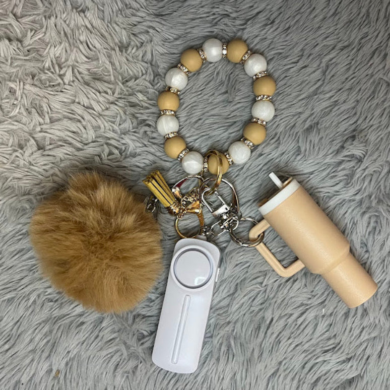 4pcs Beaded Wristlet Safety Keychain Accessory Set