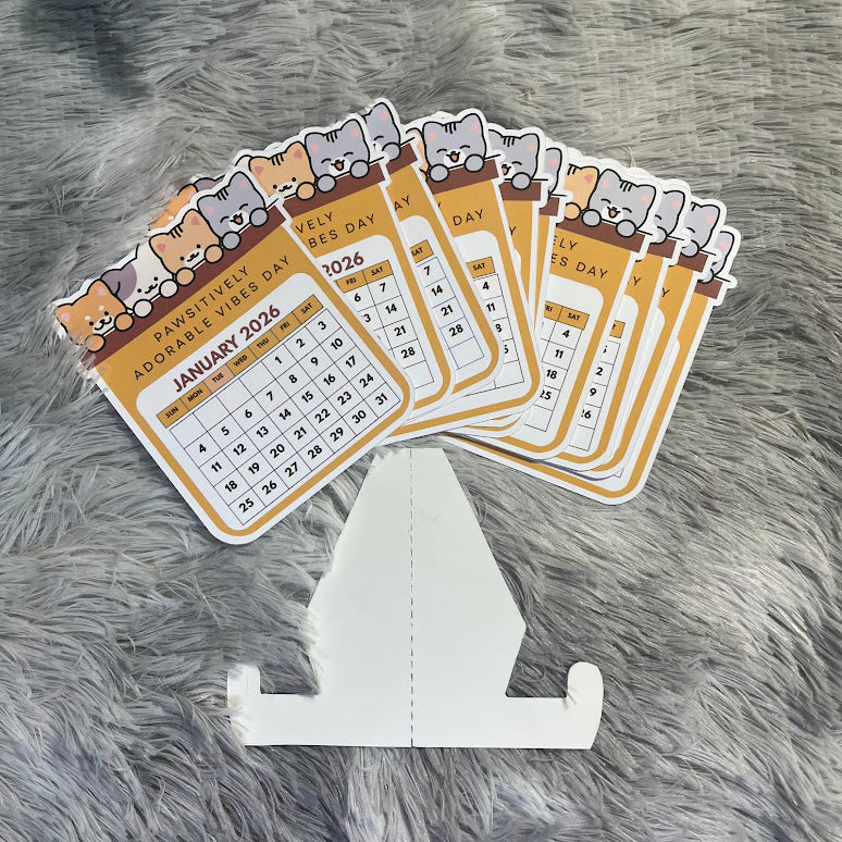 Kawaii Cat Mini Desktop Calendar