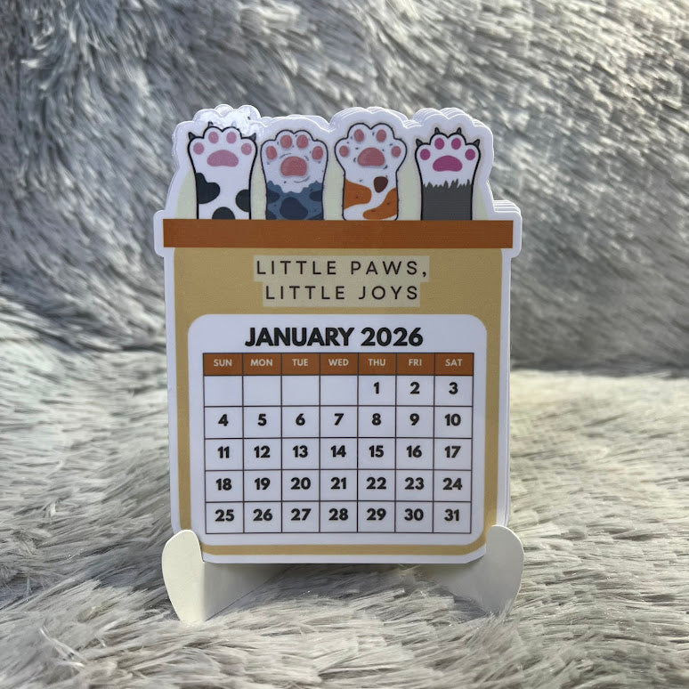 Kawaii Paws Mini Desktop Calendar