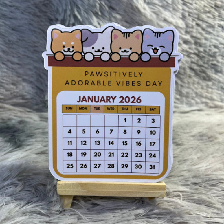 Kawaii Cat Mini Desktop Calendar