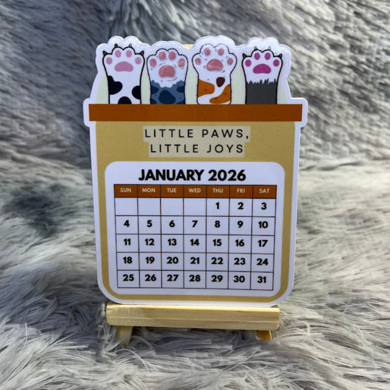 Kawaii Paws Mini Desktop Calendar