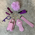 9pcs Faux Leather Safety Keychain Set