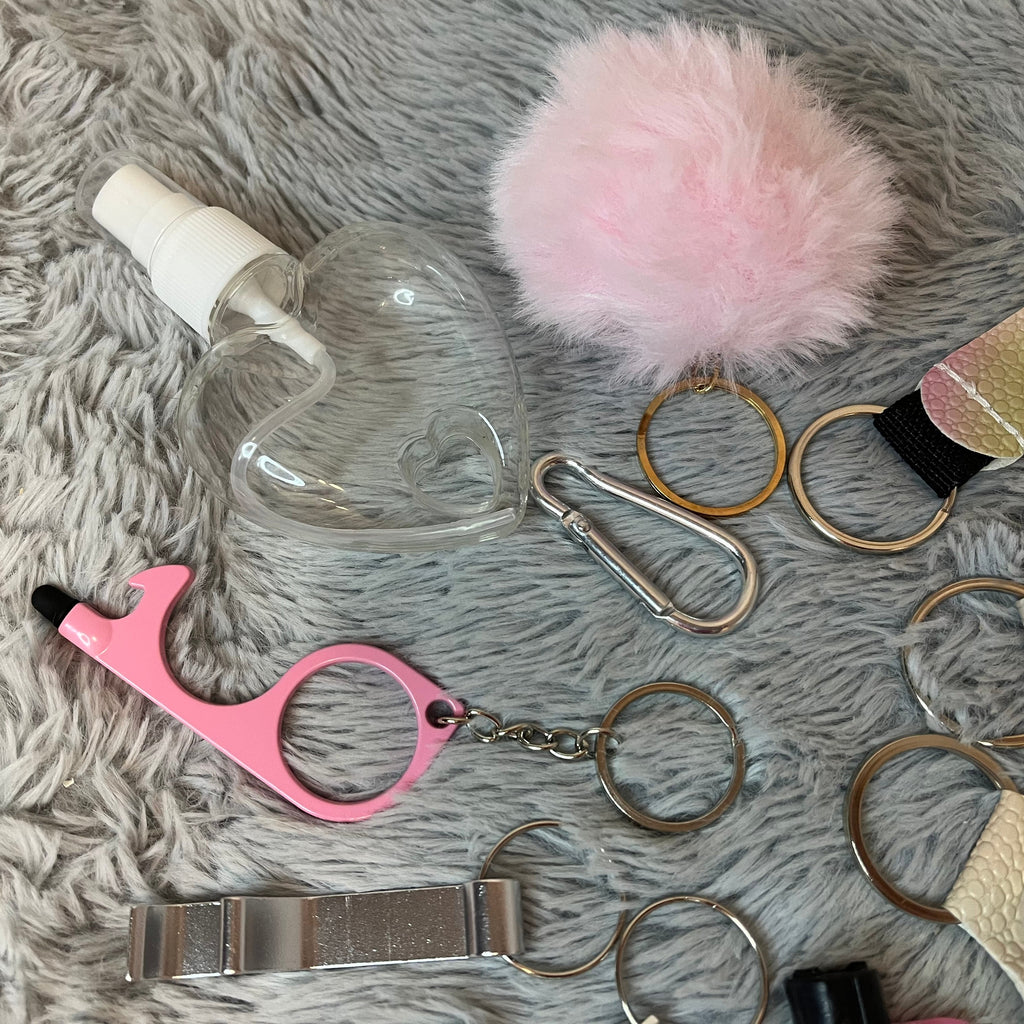 10pcs Gradient Faux Leather Safety Keychain Set