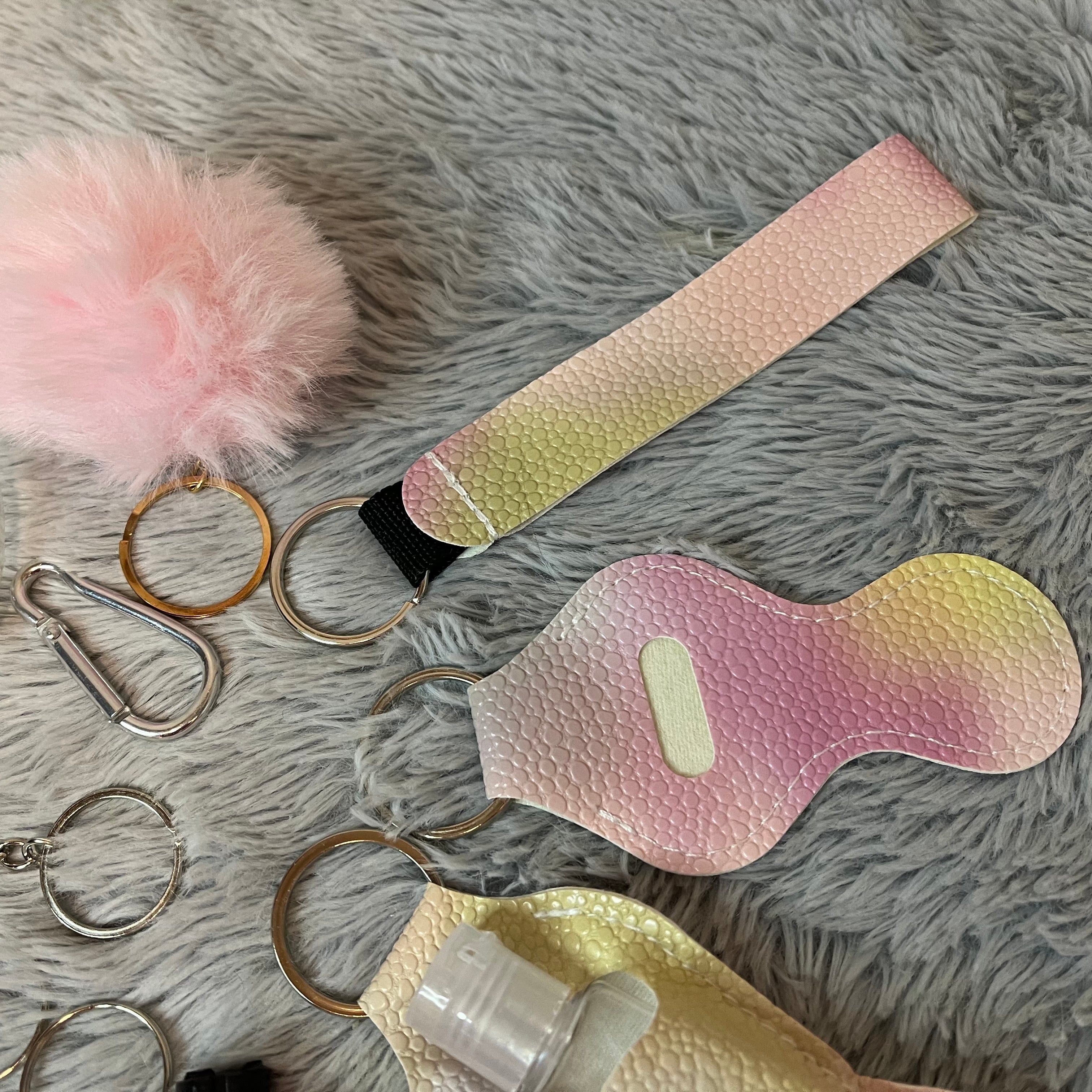 10pcs Gradient Faux Leather Safety Keychain Set