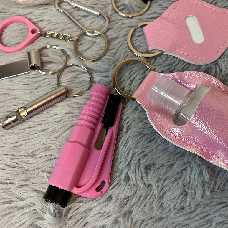 10pcs Metallic Pink Safety Keychain Set