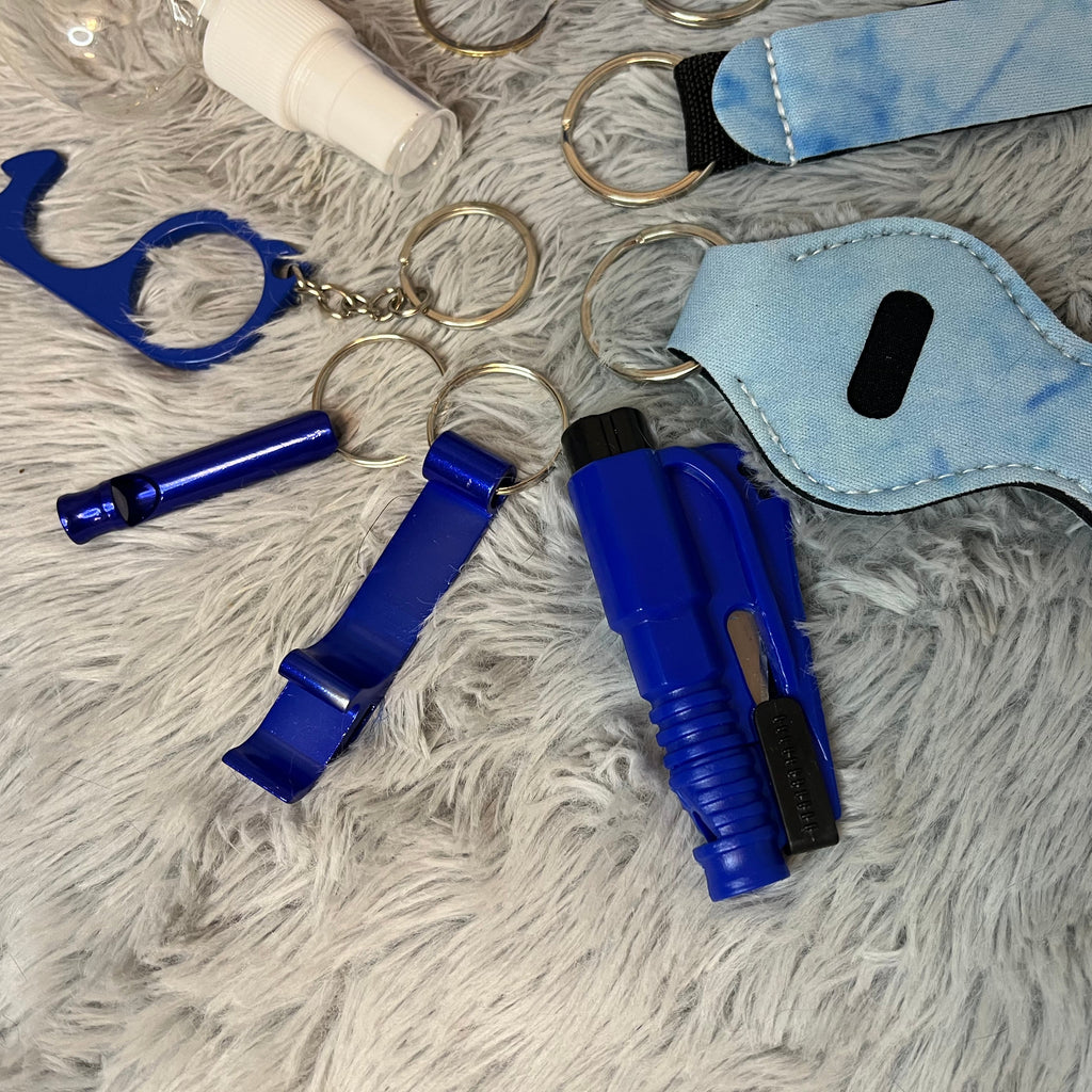 10pcs Blue Marble Print Safety Keychain Set