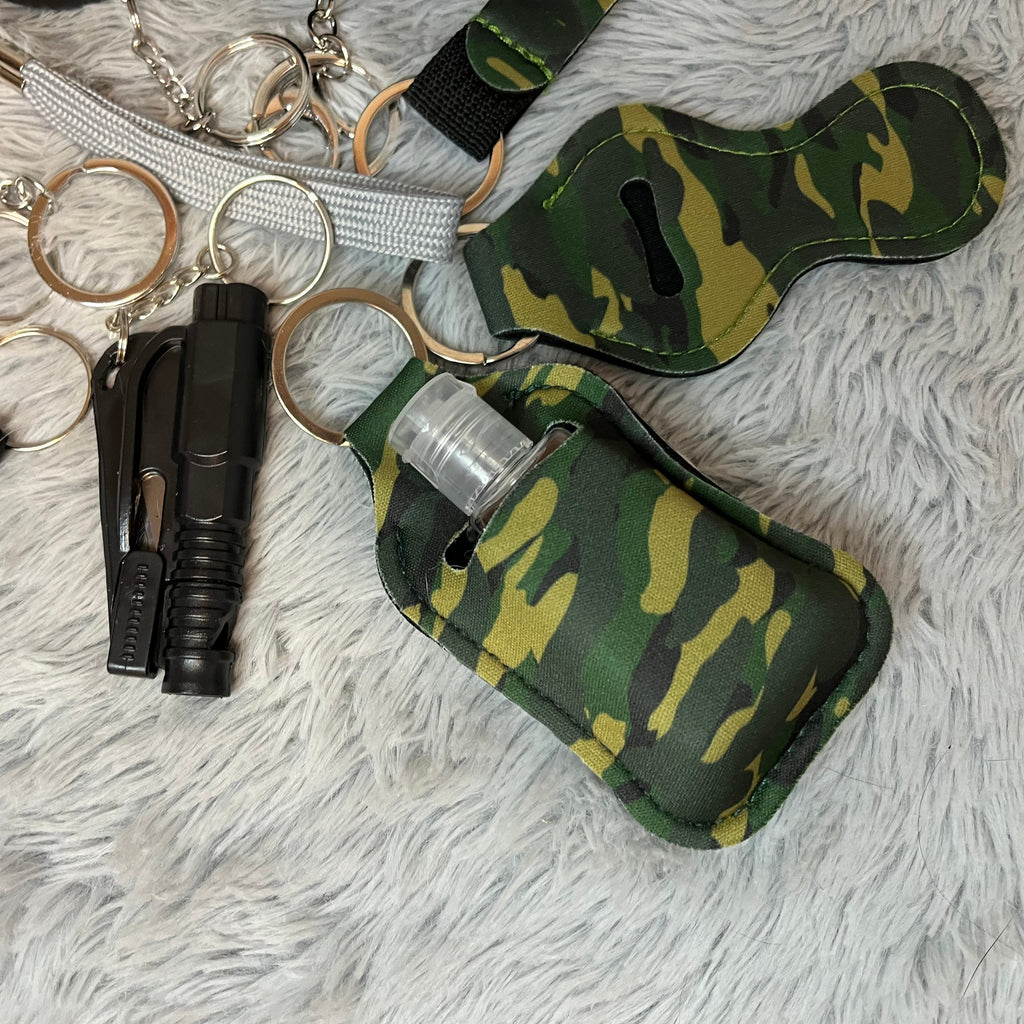 10pcs Camo Print Safety Keychain Set with Personal Alarm