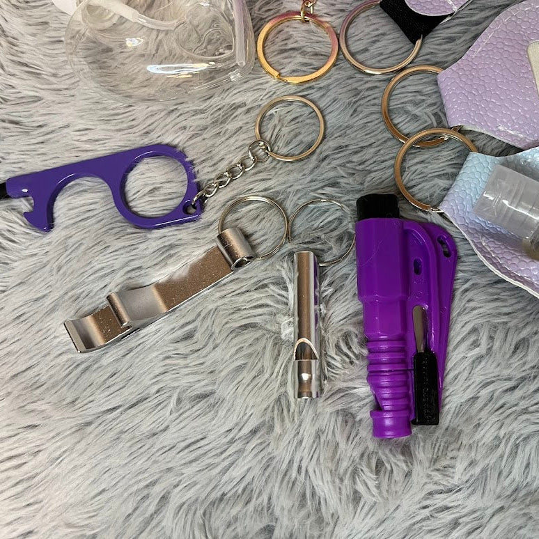 10pcs Gradient Faux Leather Safety Keychain Set