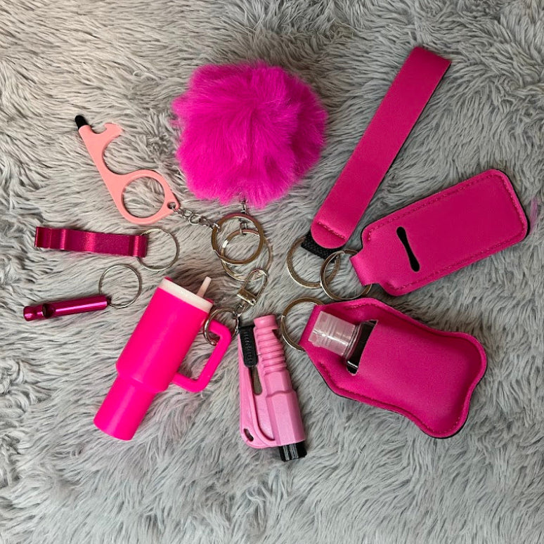 10pcs Mini Tumbler Safety Keychain Set