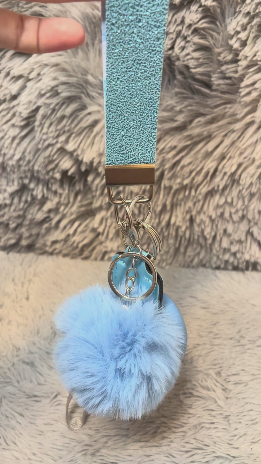 Chunky Glitter Handmade Faux Leather Wristlet Safety Keychain Set